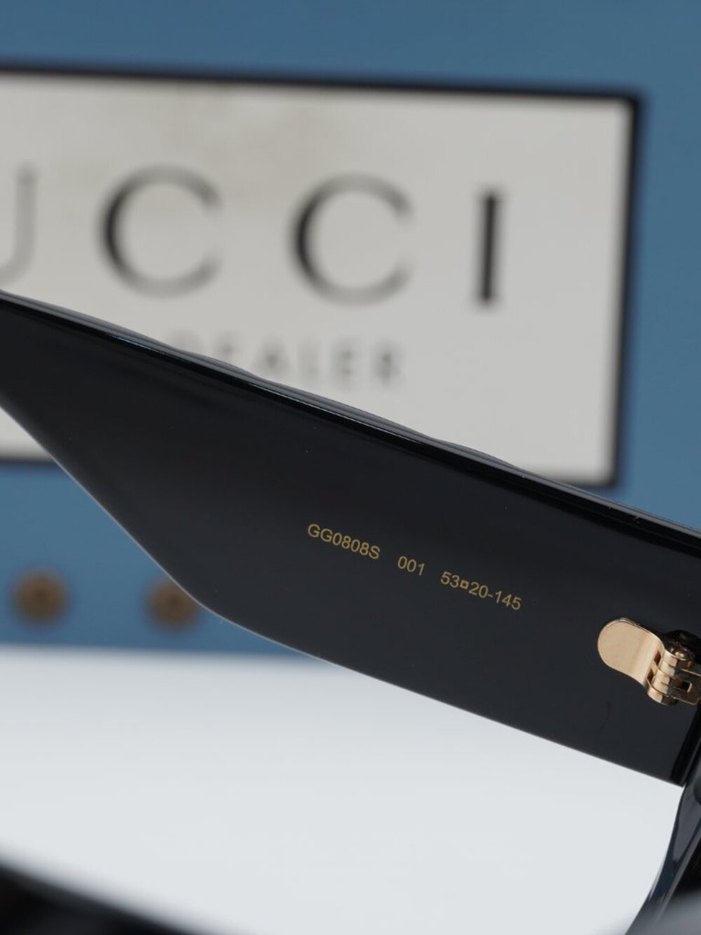 Gucci GG0808S 001 Cat Eye Sunglasses - Black / Grey - Picture 10 of 14